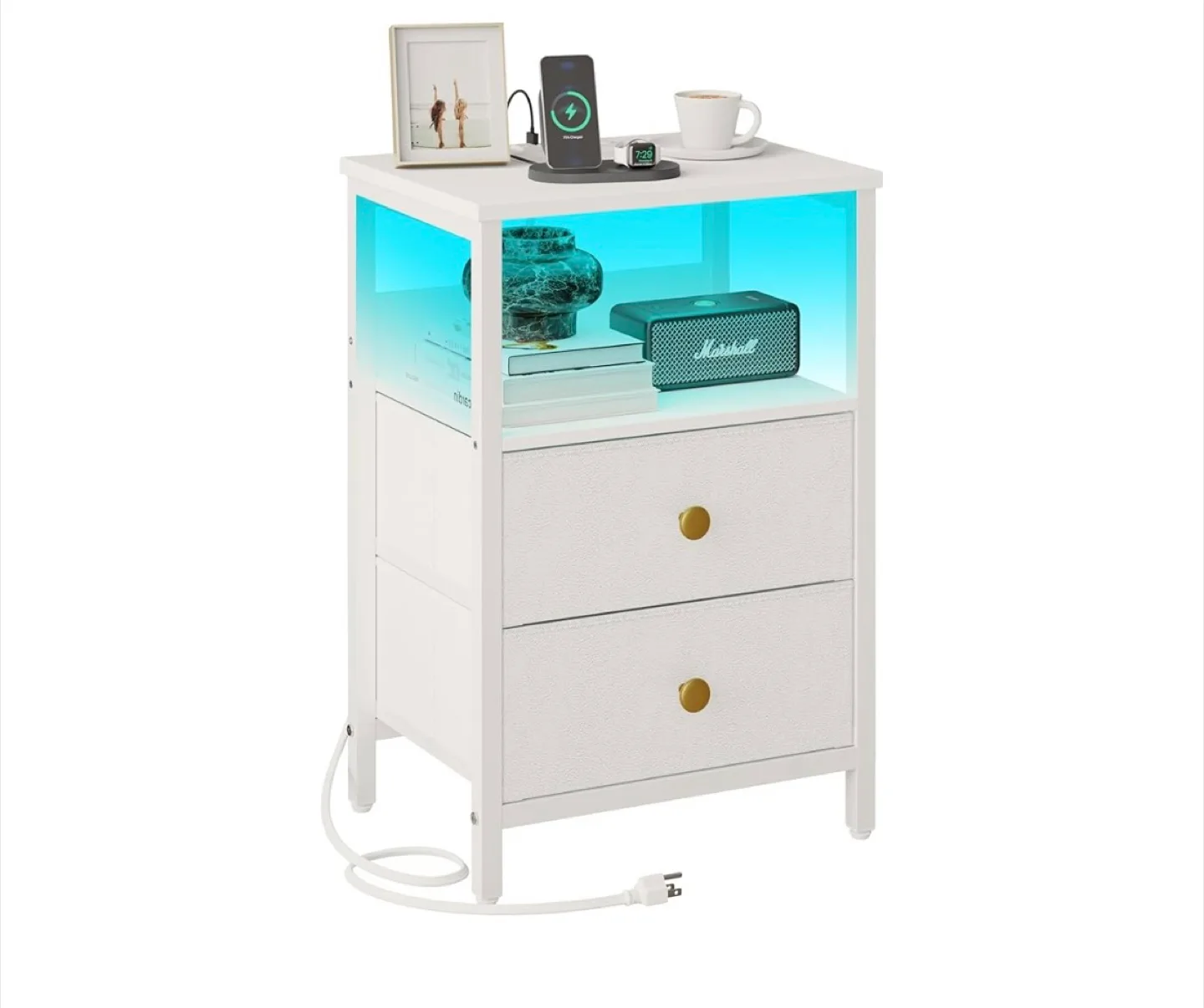 White End Table with Charging Station thumbnail