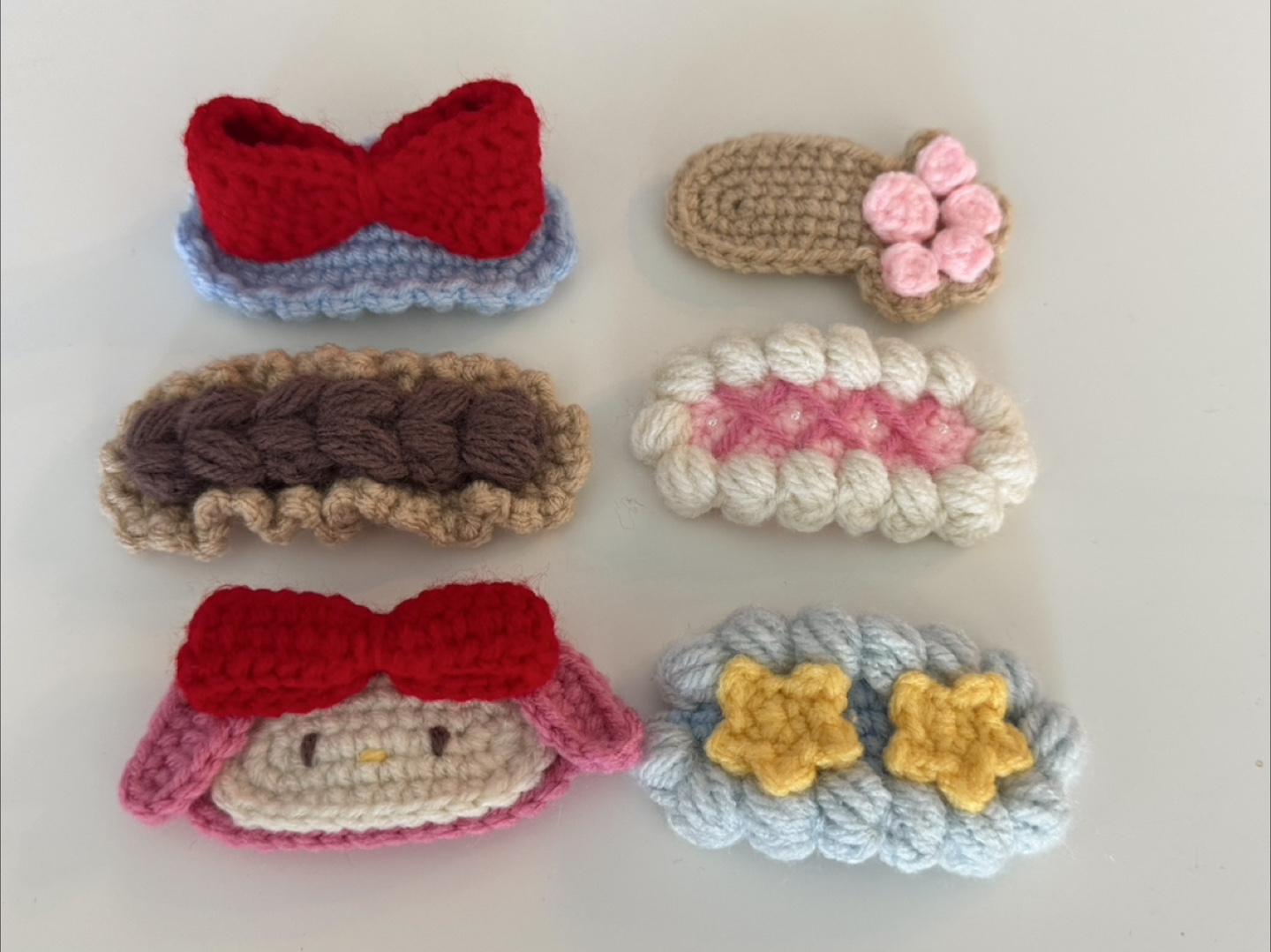 6 Handmade Crochet Hair Clips