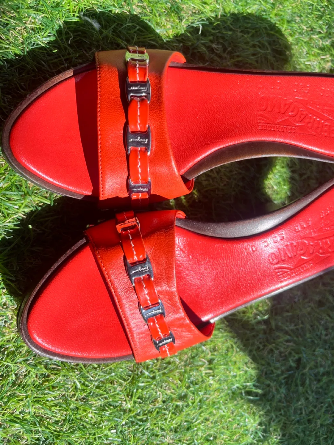 Salvatore Ferragamo Red Leather Slides image indicator(3)