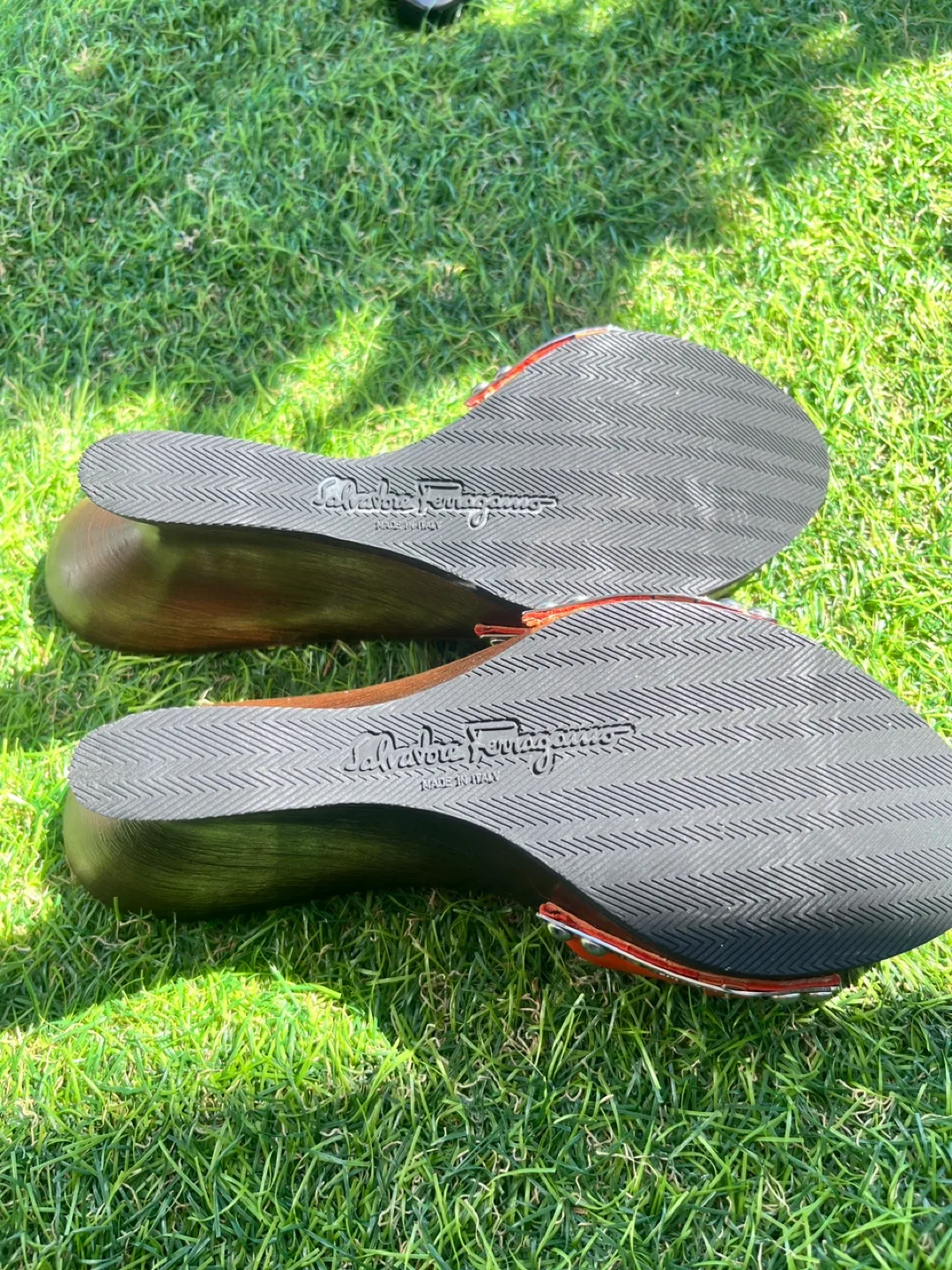 Salvatore Ferragamo Red Leather Slides image indicator(5)