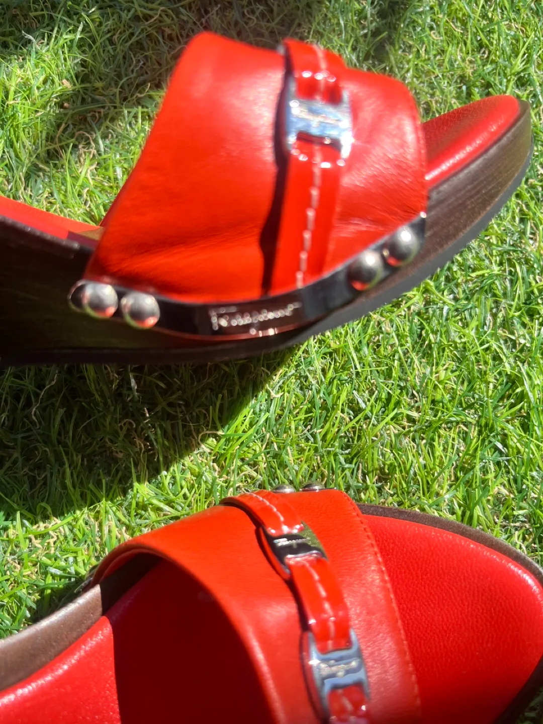 Salvatore Ferragamo Red Leather Slides image indicator(4)