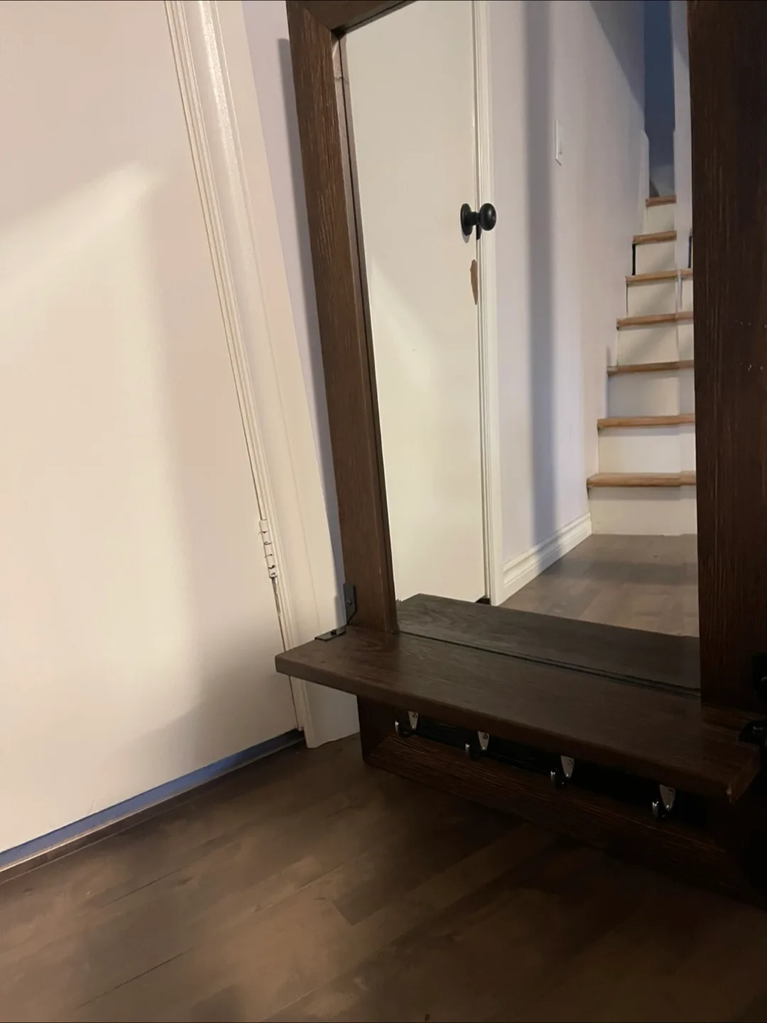 Wooden Framed Mirror with Key Hooks image indicator(2)