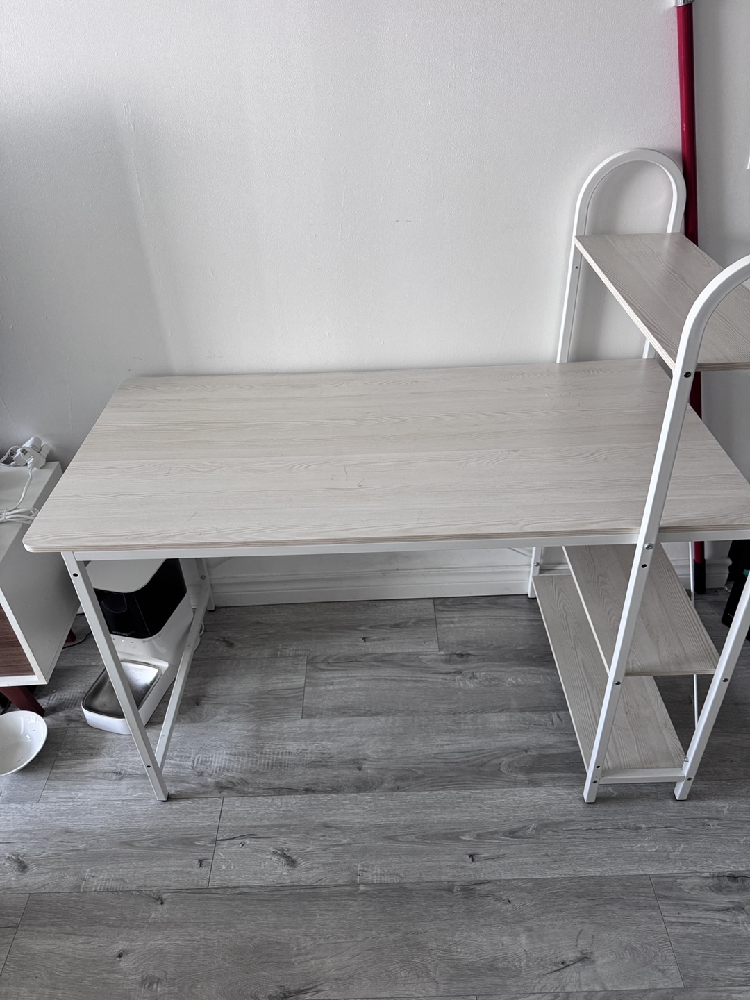 Desk with Shelves - Light Wood & White