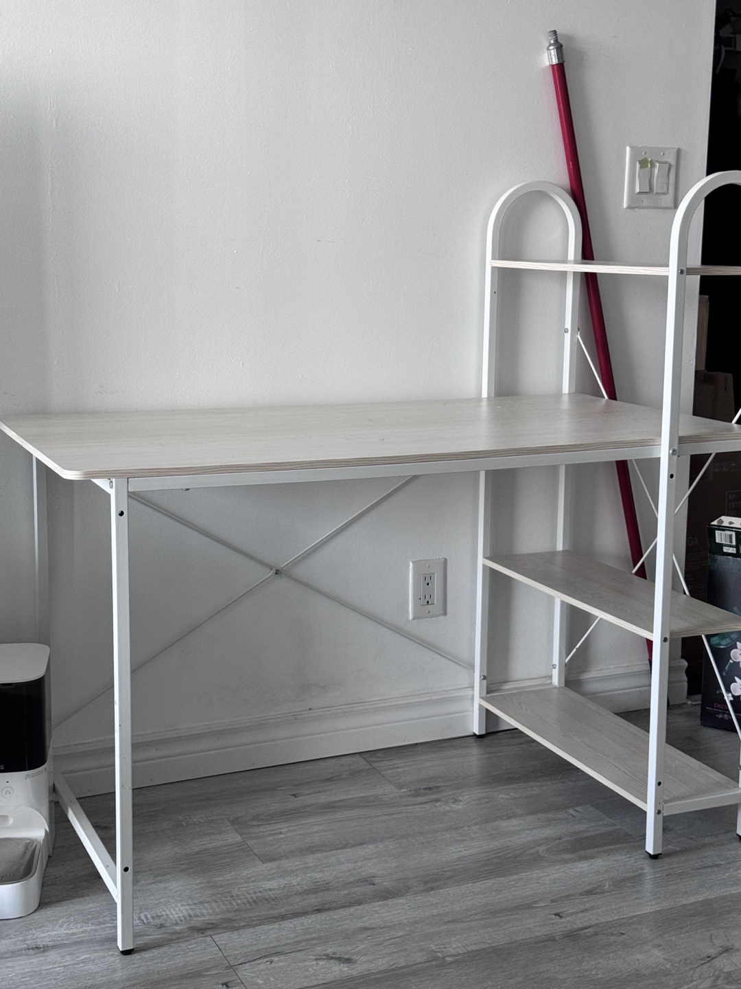 Desk with Shelves - Light Wood & White - photo 2