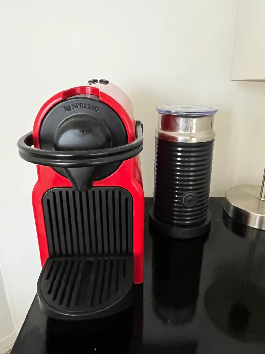 Nespresso Essenza Mini Red with Aeroccino thumbnail