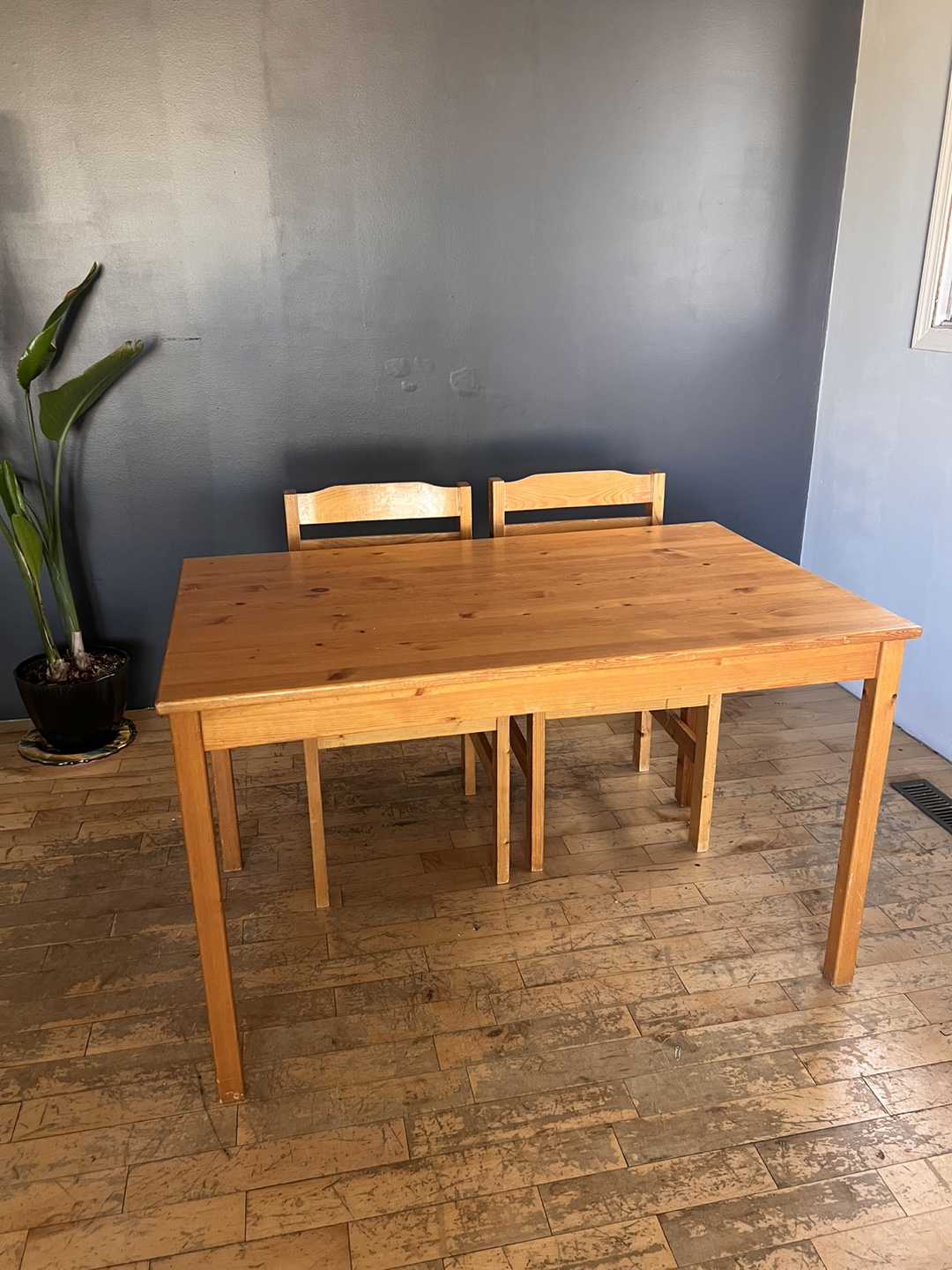 Wooden Dining Table with Two Chairs