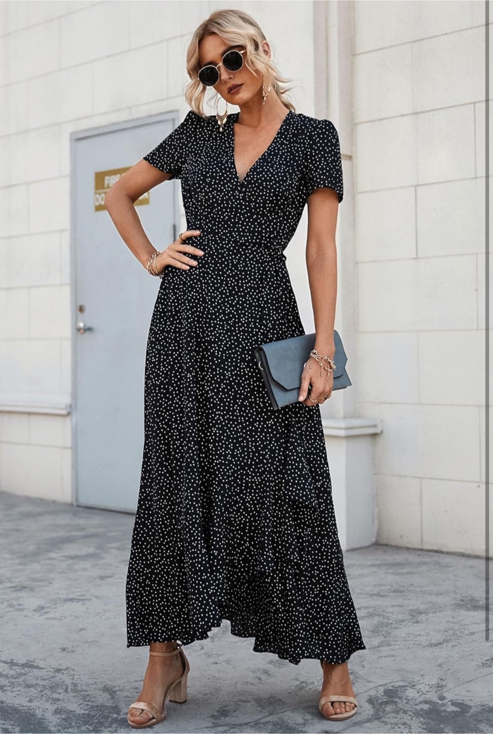 NEW! PRETTYGARDEN Wrap Maxi Boho V Neck Ruffle Hem Split Dress - photo 5
