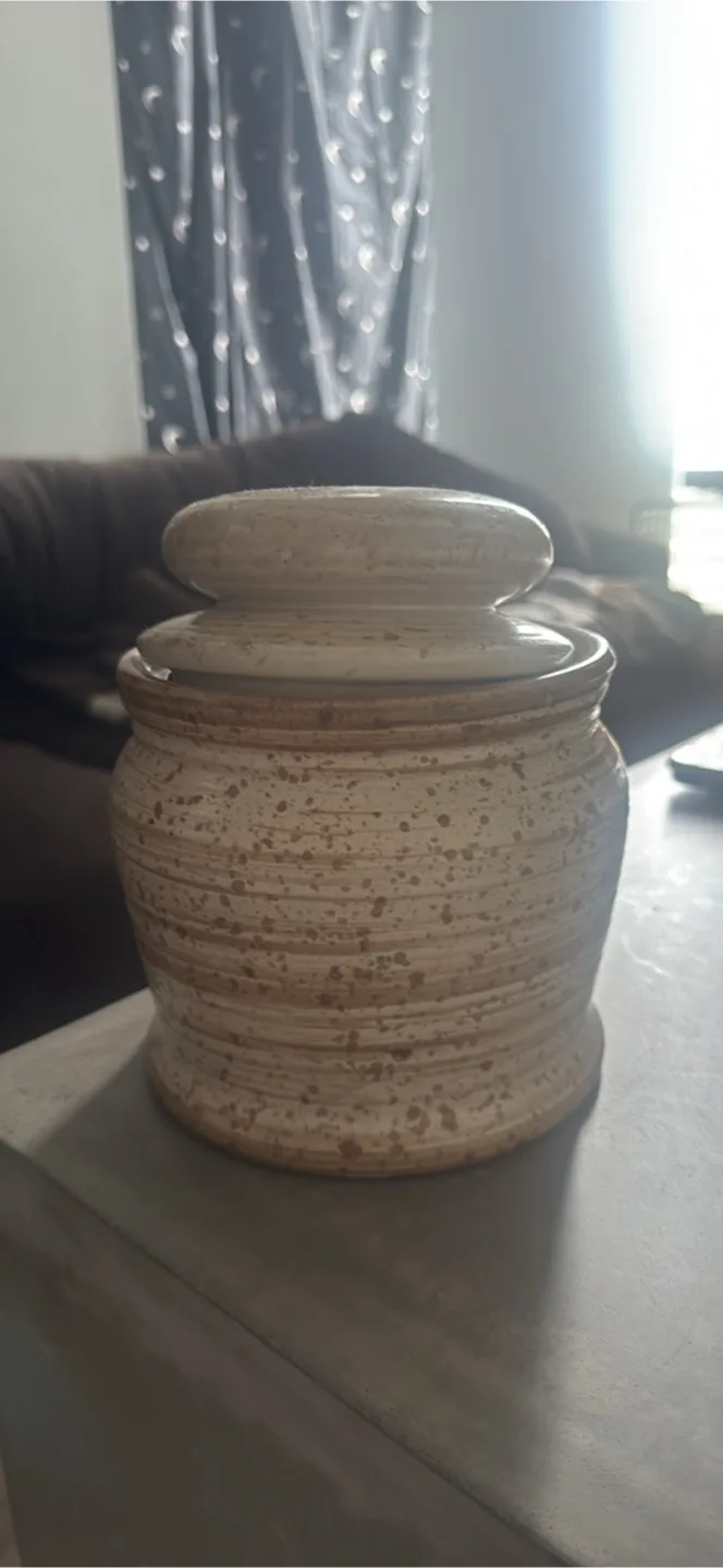 Speckled Ceramic Jar with Lid thumbnail