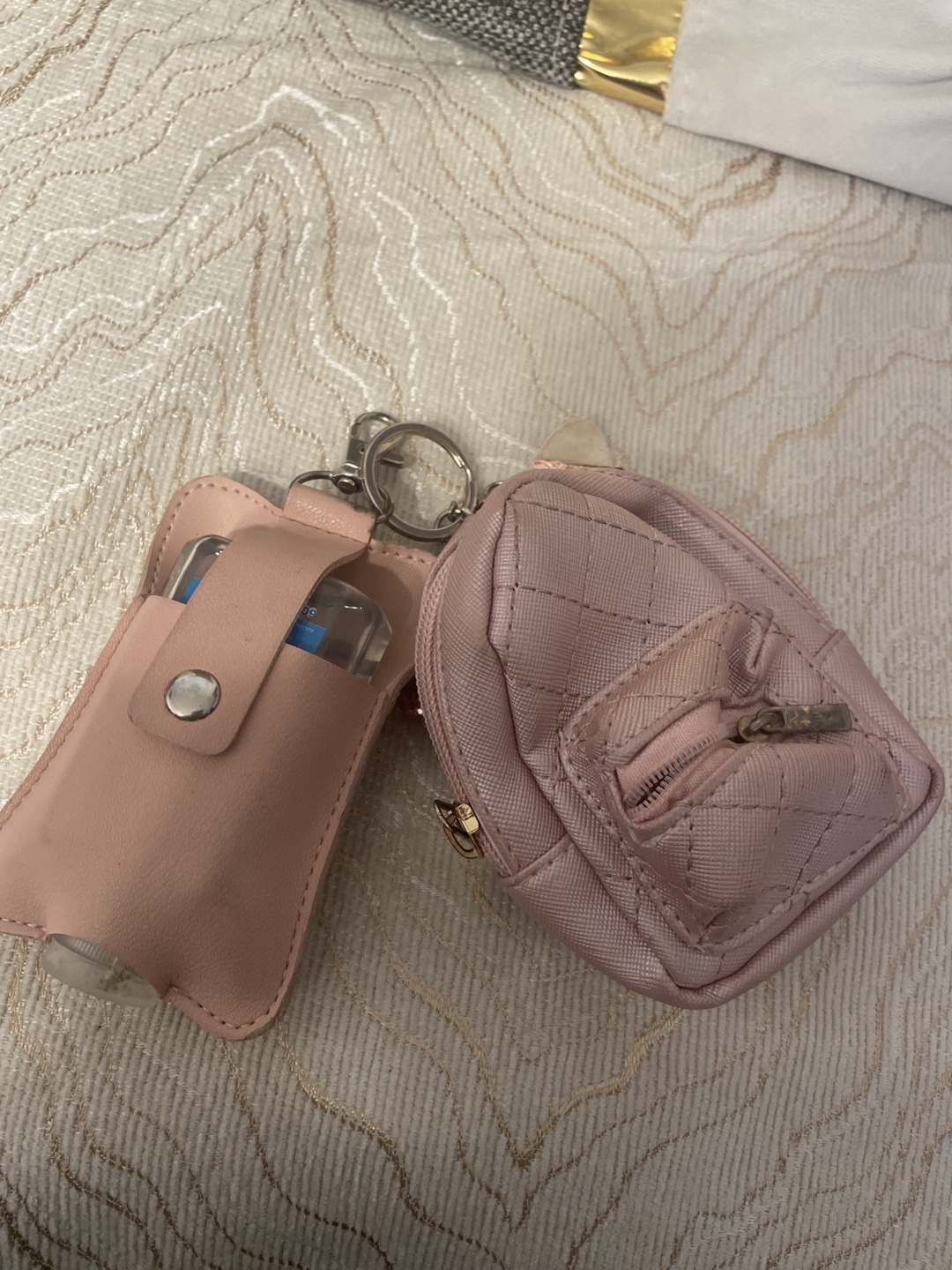Pink Hand Sanitizer & Backpack Keychain