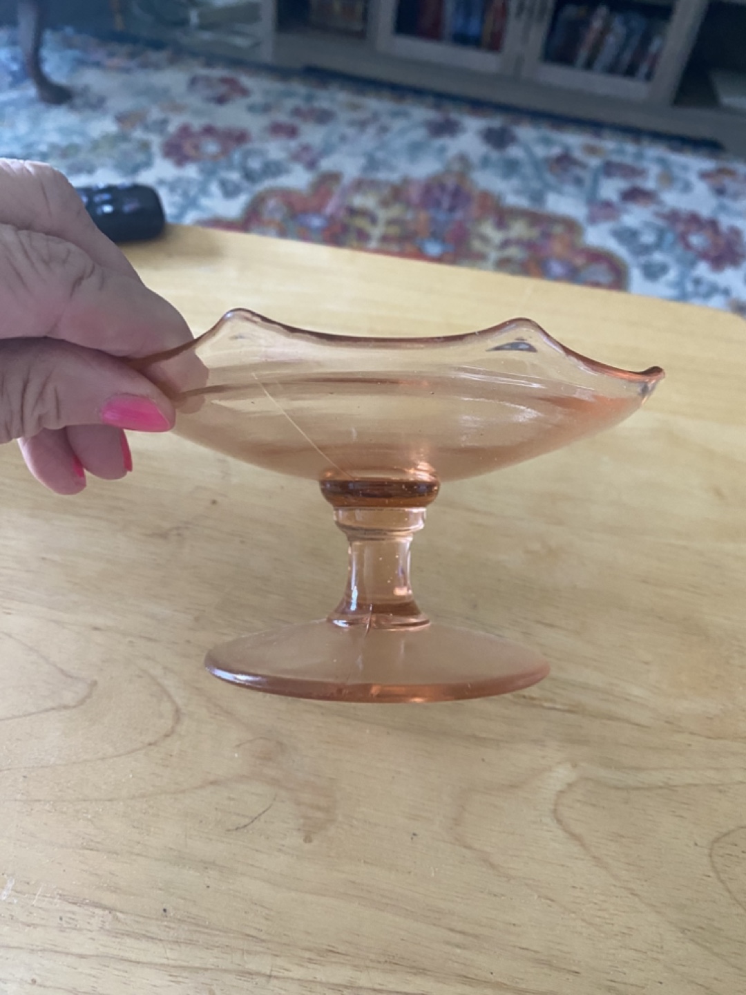 Depression Glass pedestal compote