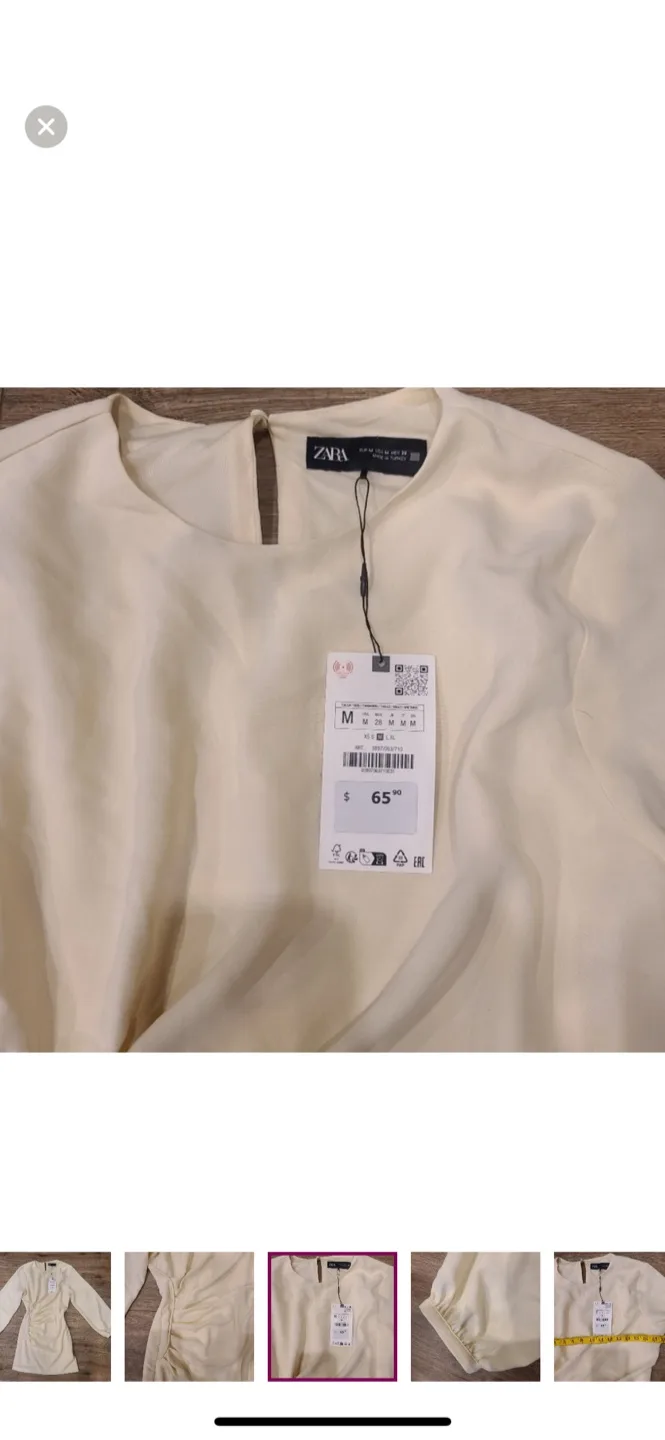 NEW with tags. Zara cream side ruched dress M image indicator(3)
