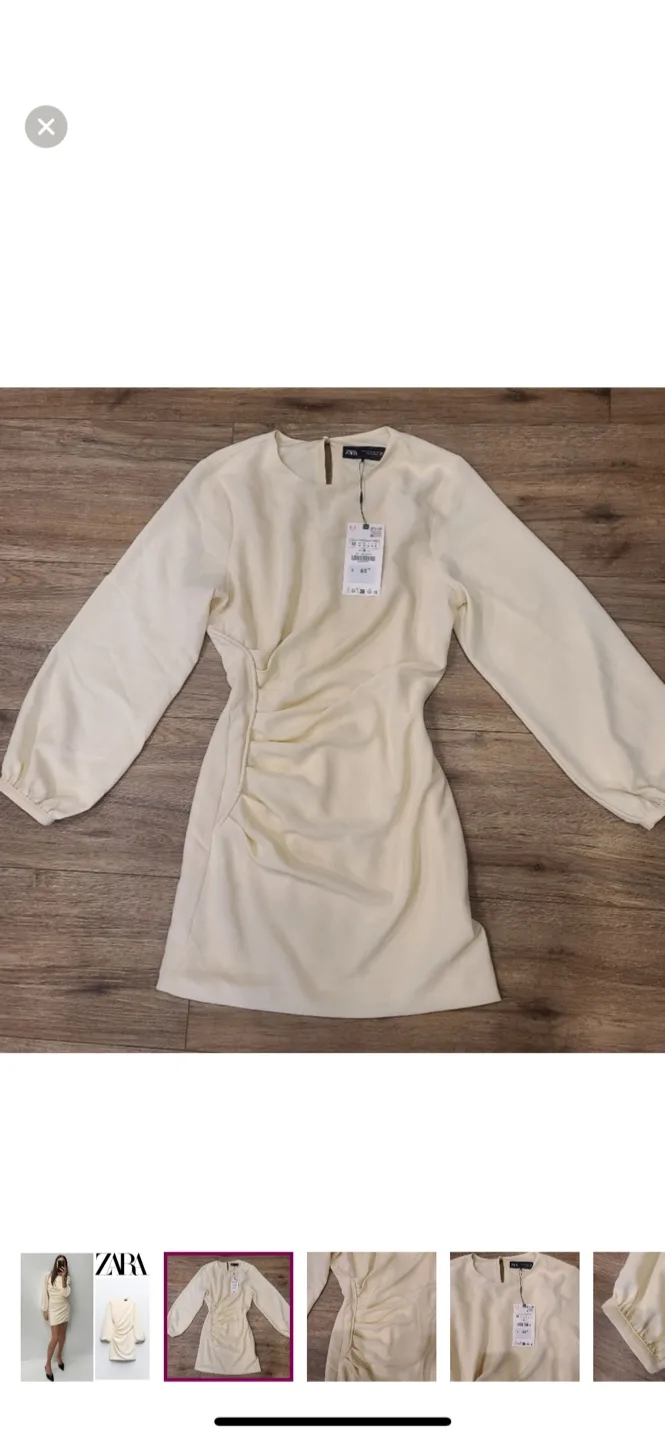 NEW with tags. Zara cream side ruched dress M image indicator(2)