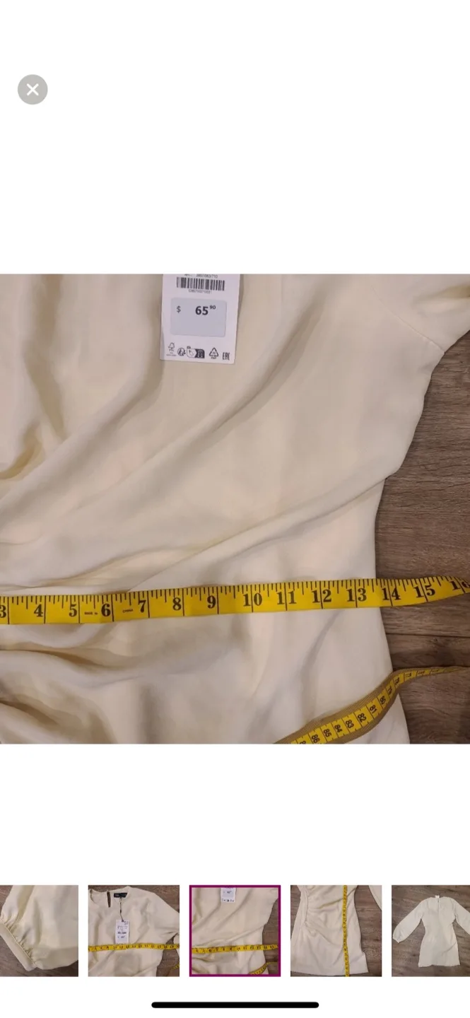 NEW with tags. Zara cream side ruched dress M image indicator(6)