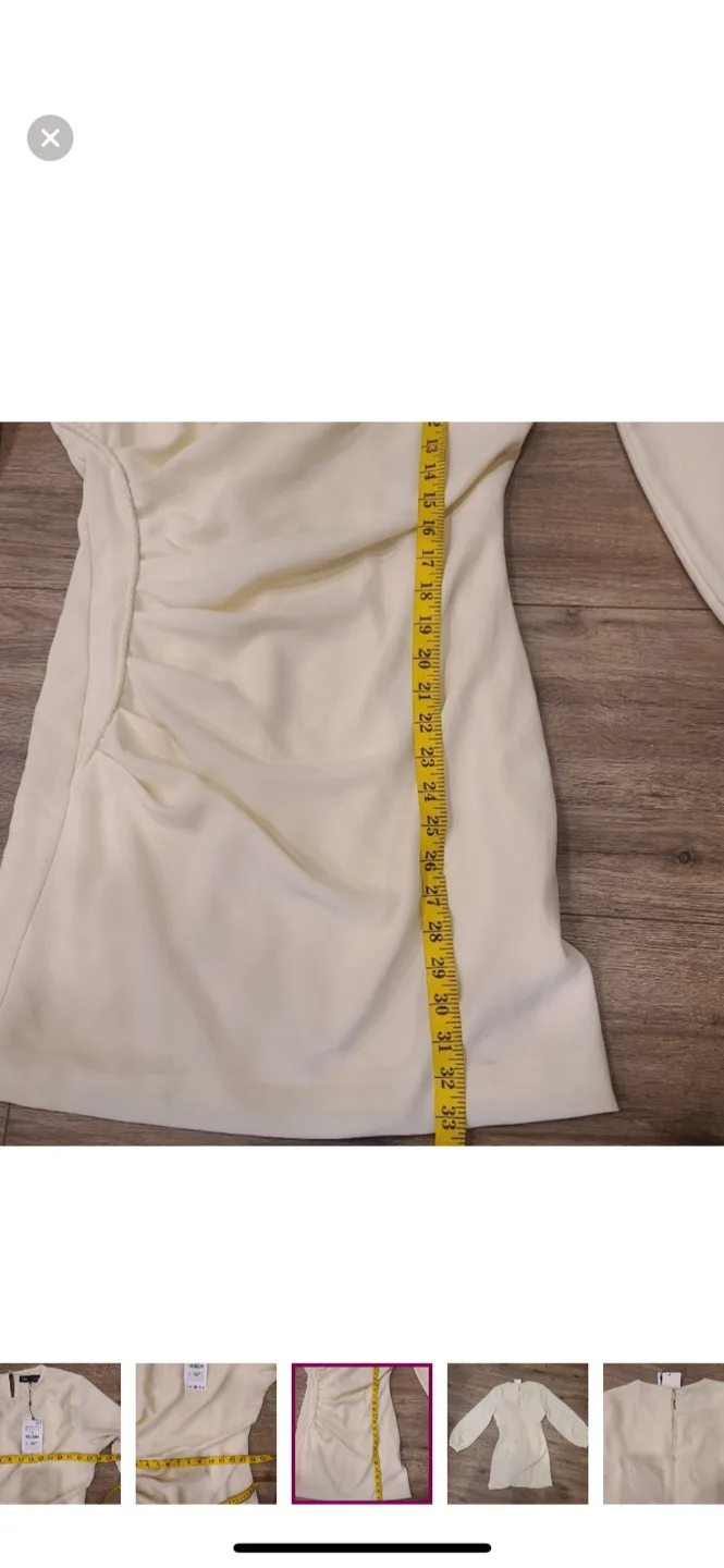 NEW with tags. Zara cream side ruched dress M image indicator(5)