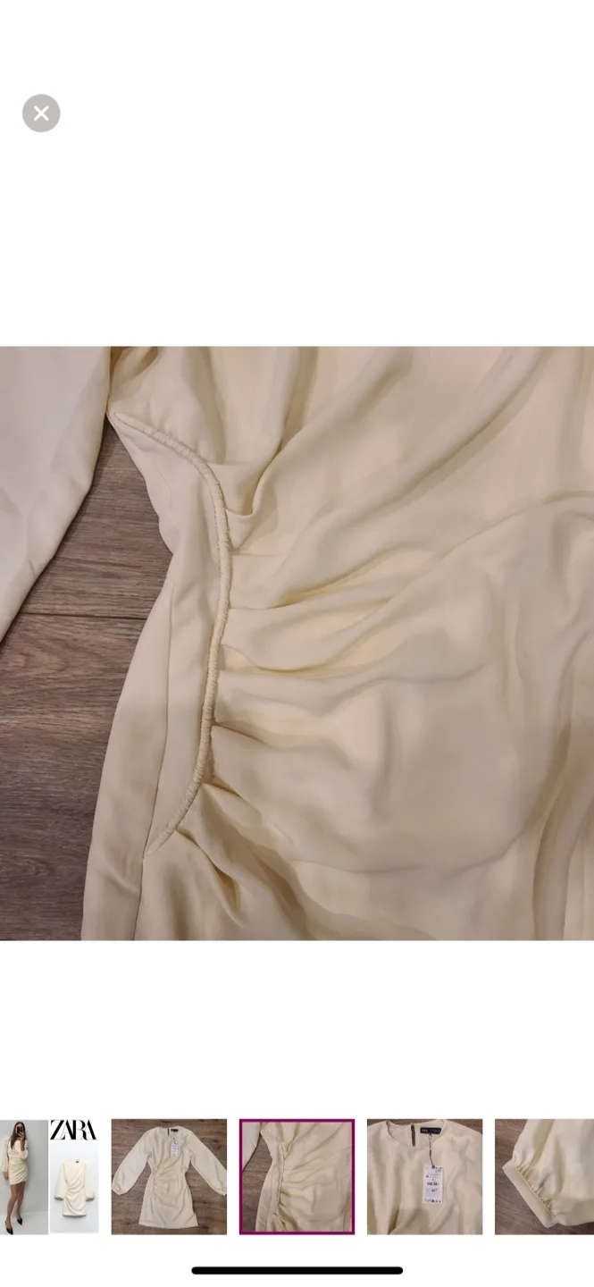 NEW with tags. Zara cream side ruched dress M image indicator(4)