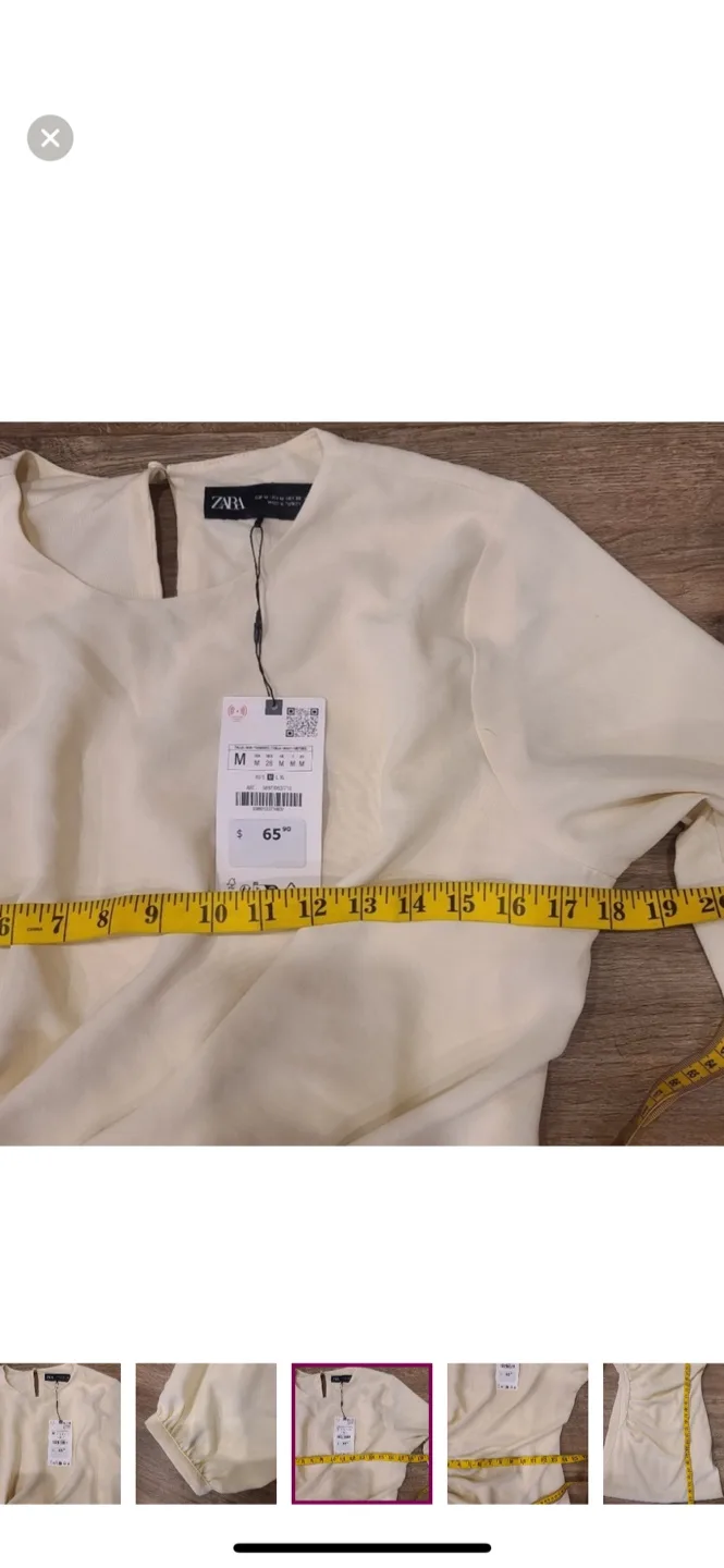 NEW with tags. Zara cream side ruched dress M image indicator(7)