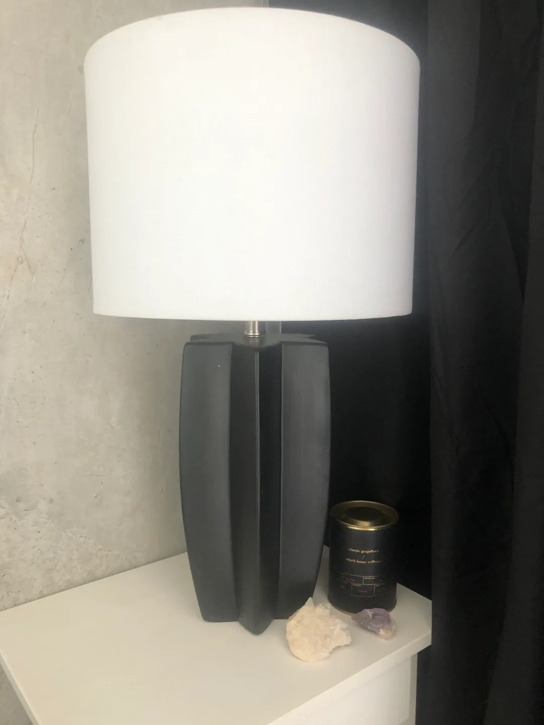Black Table Lamp with White Shade thumbnail