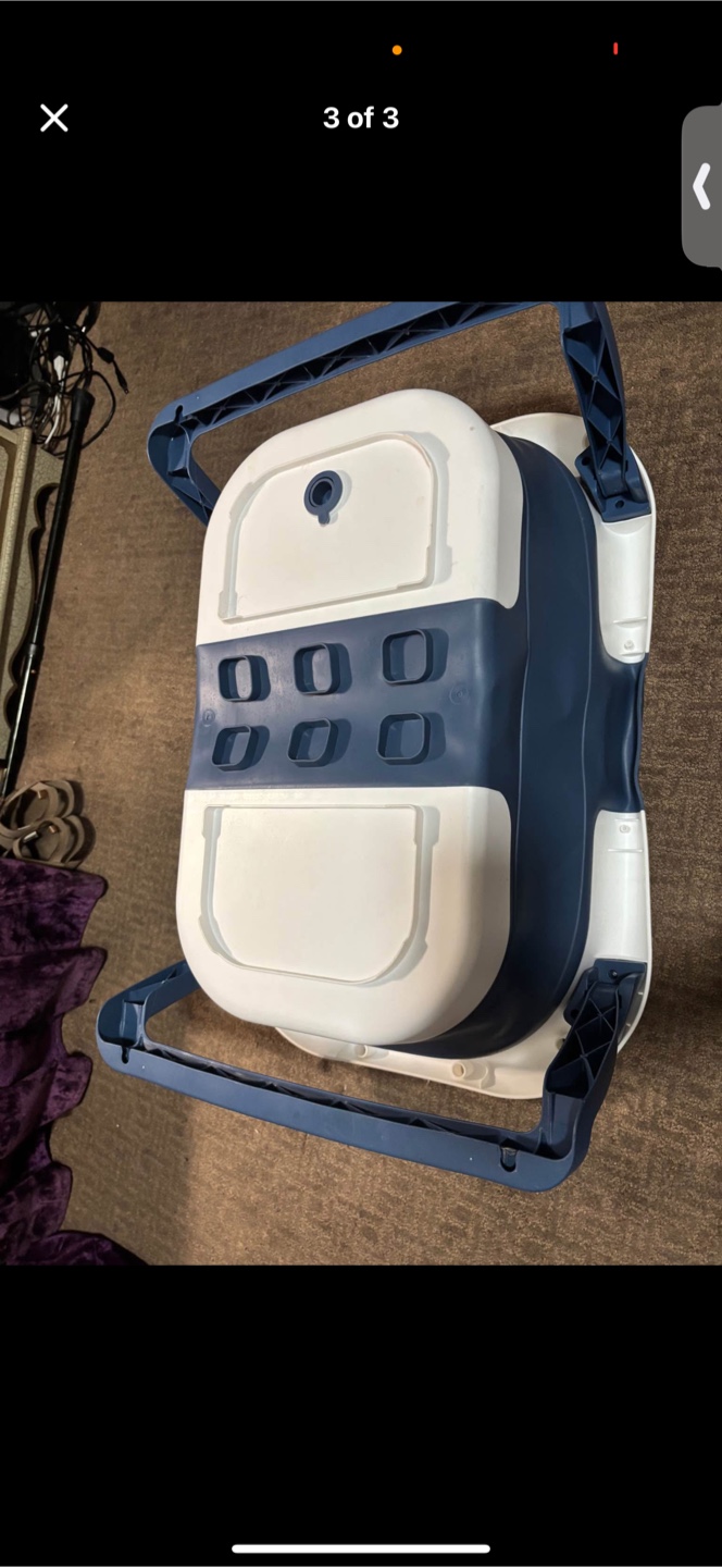Blue & White Foldable Baby Bathtub with Support