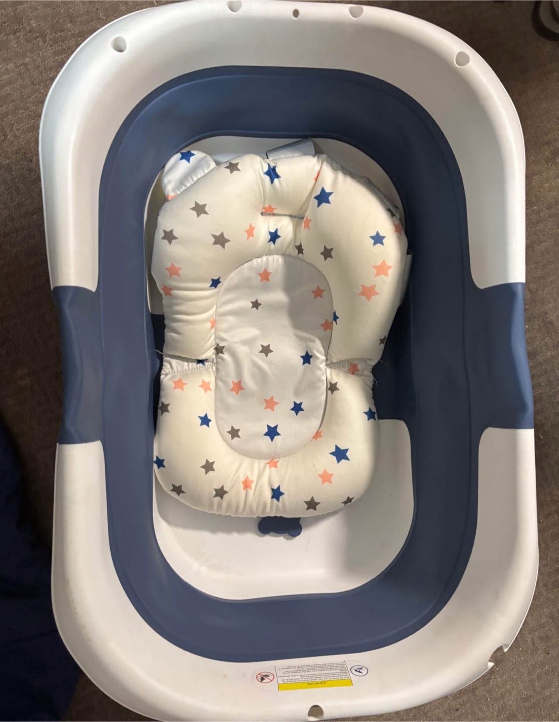 Blue & White Foldable Baby Bathtub with Support - photo 3
