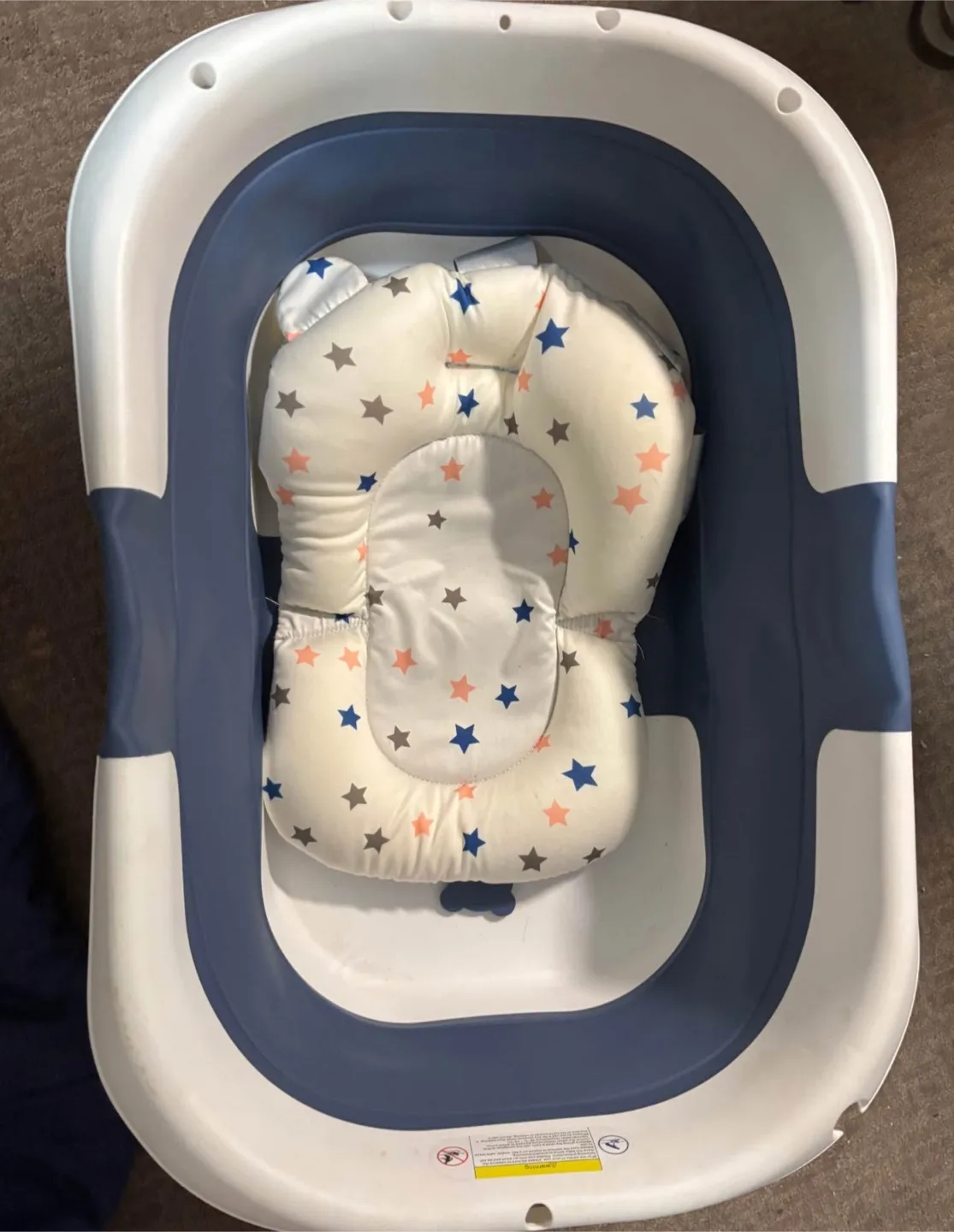 Blue & White Foldable Baby Bathtub with Support image indicator(3)