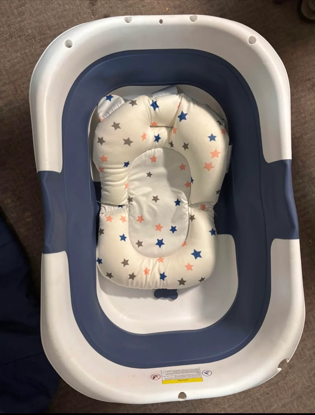 Blue & White Foldable Baby Bathtub with Support image indicator(2)