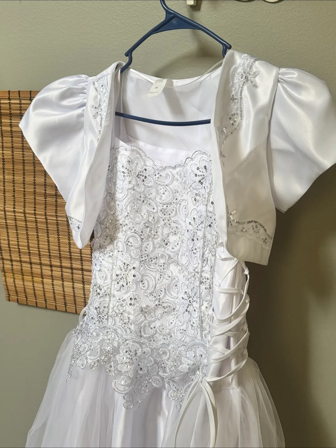 Teens White Dress Size 18 with Bolero Jacket thumbnail