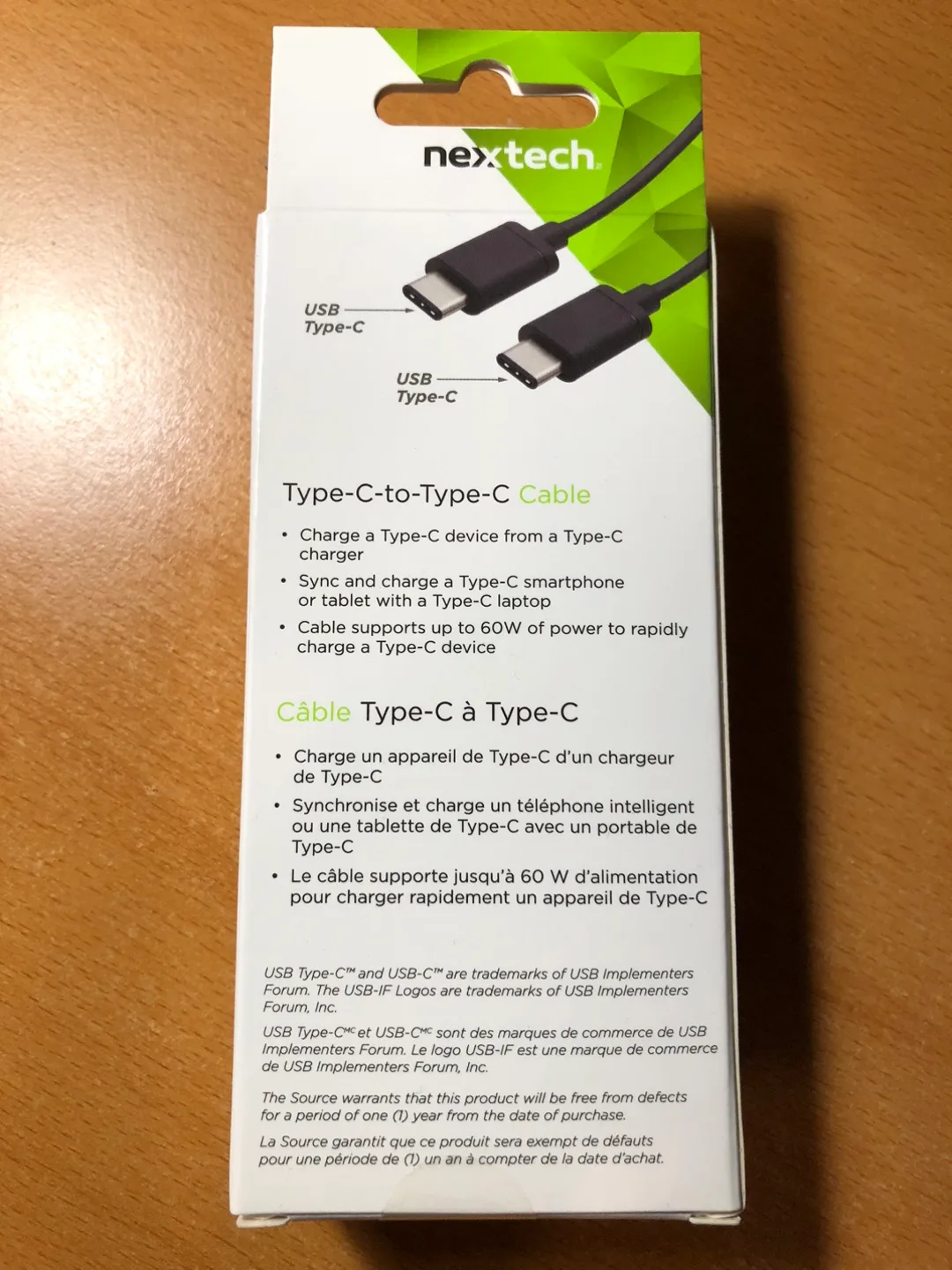 NEW IN BOX Nextech Type-C to Type-C Cable image indicator(2)