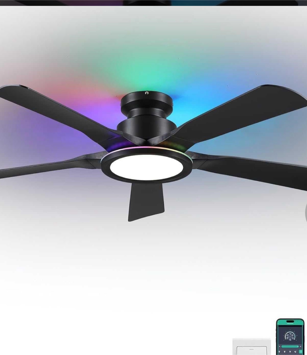 Black Ceiling Fan with LED Light & remote