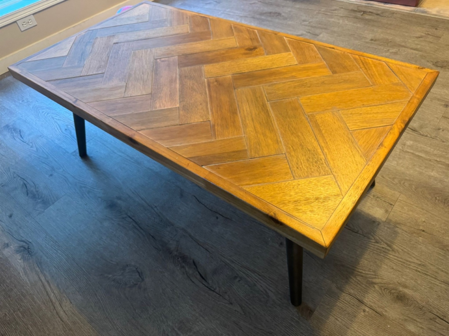 Wooden Herringbone Pattern Table