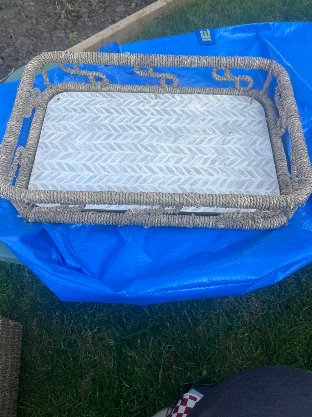 Woven Serving Tray with Handles thumbnail