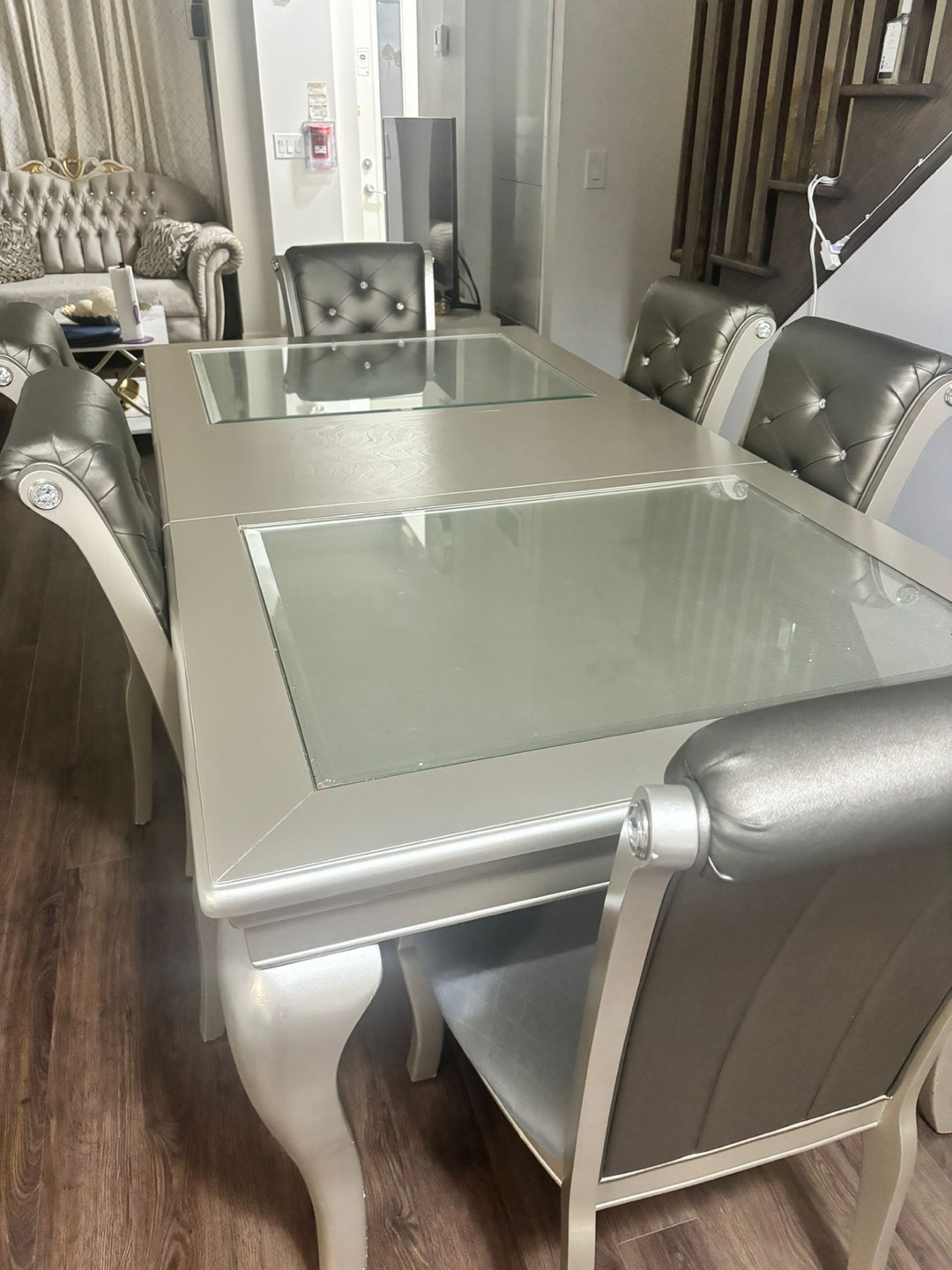Dining Table with 6 Chairs - Silver/Grey - photo 3