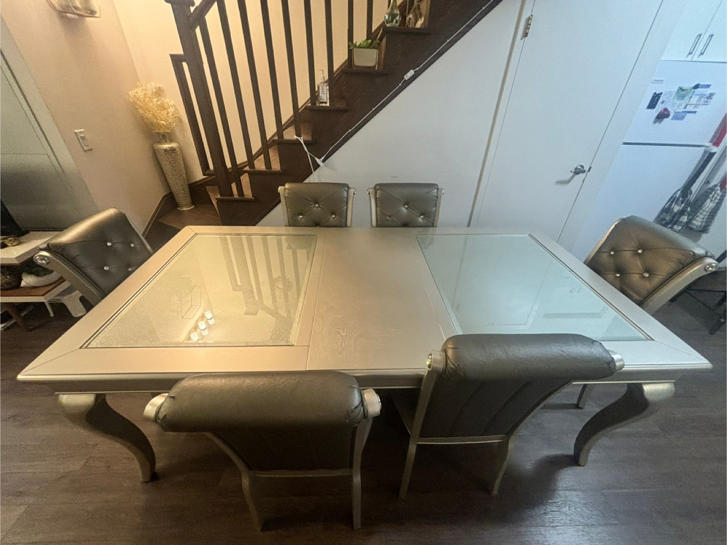 Dining Table with 6 Chairs - Silver/Grey - photo 5