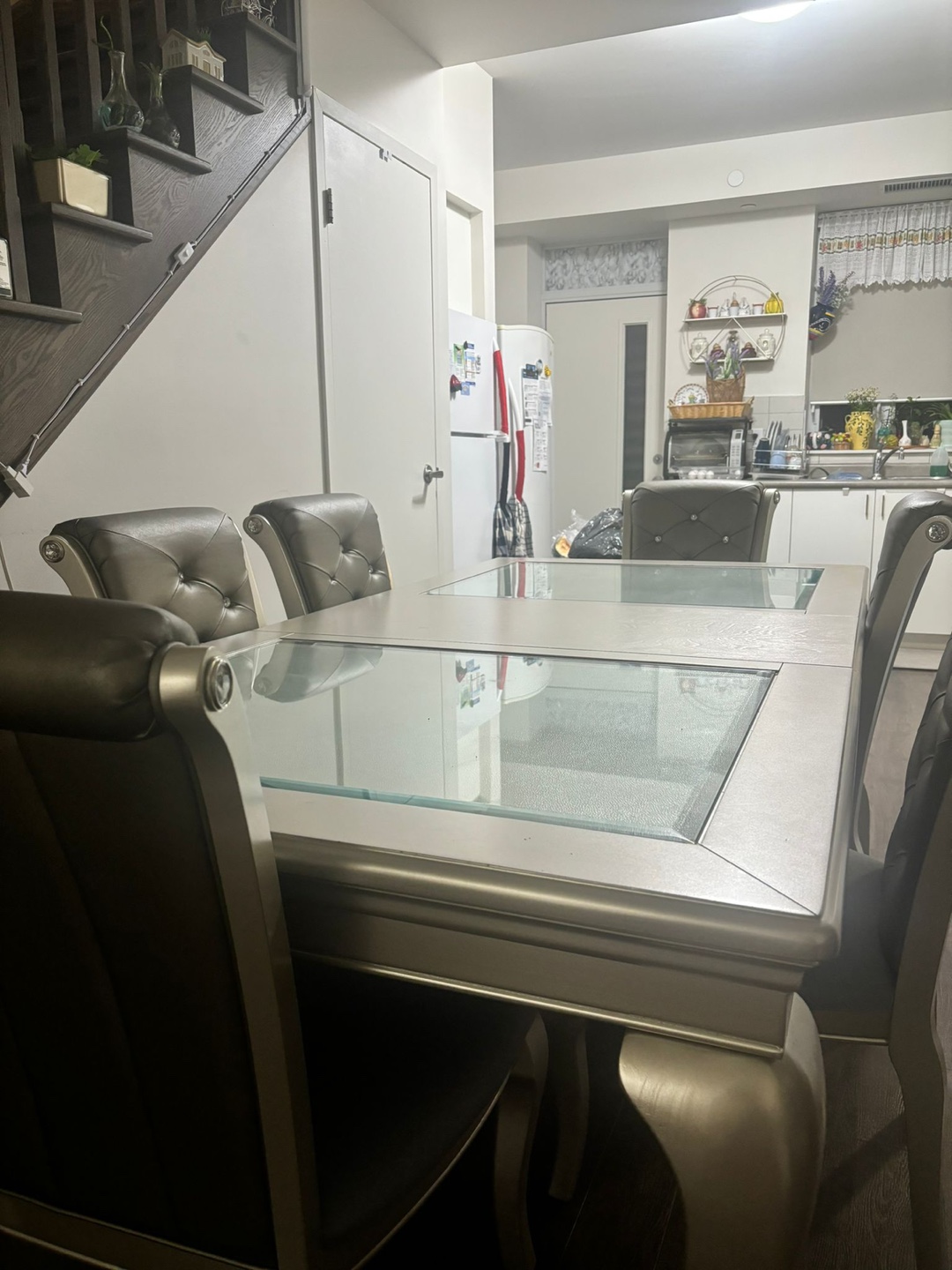 Dining Table with 6 Chairs - Silver/Grey - photo 2