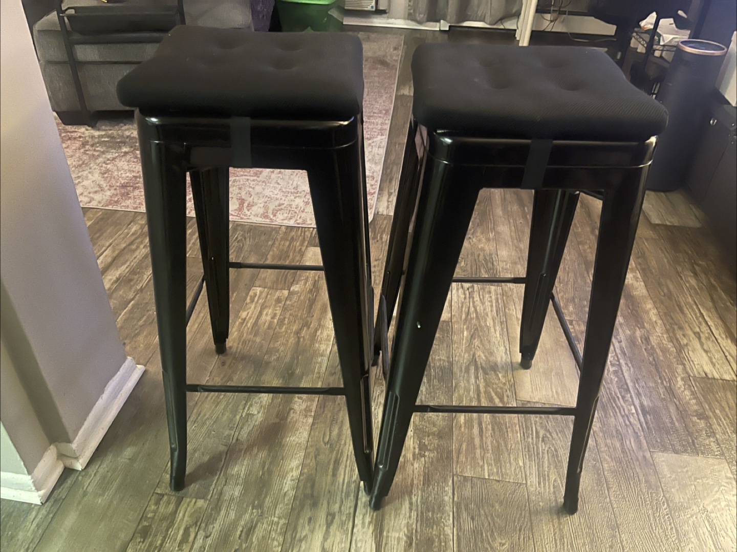 Set of 2 Black Metal Bar Stools