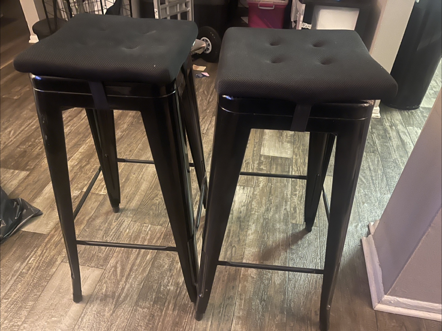 Set of 2 Black Metal Bar Stools - photo 3