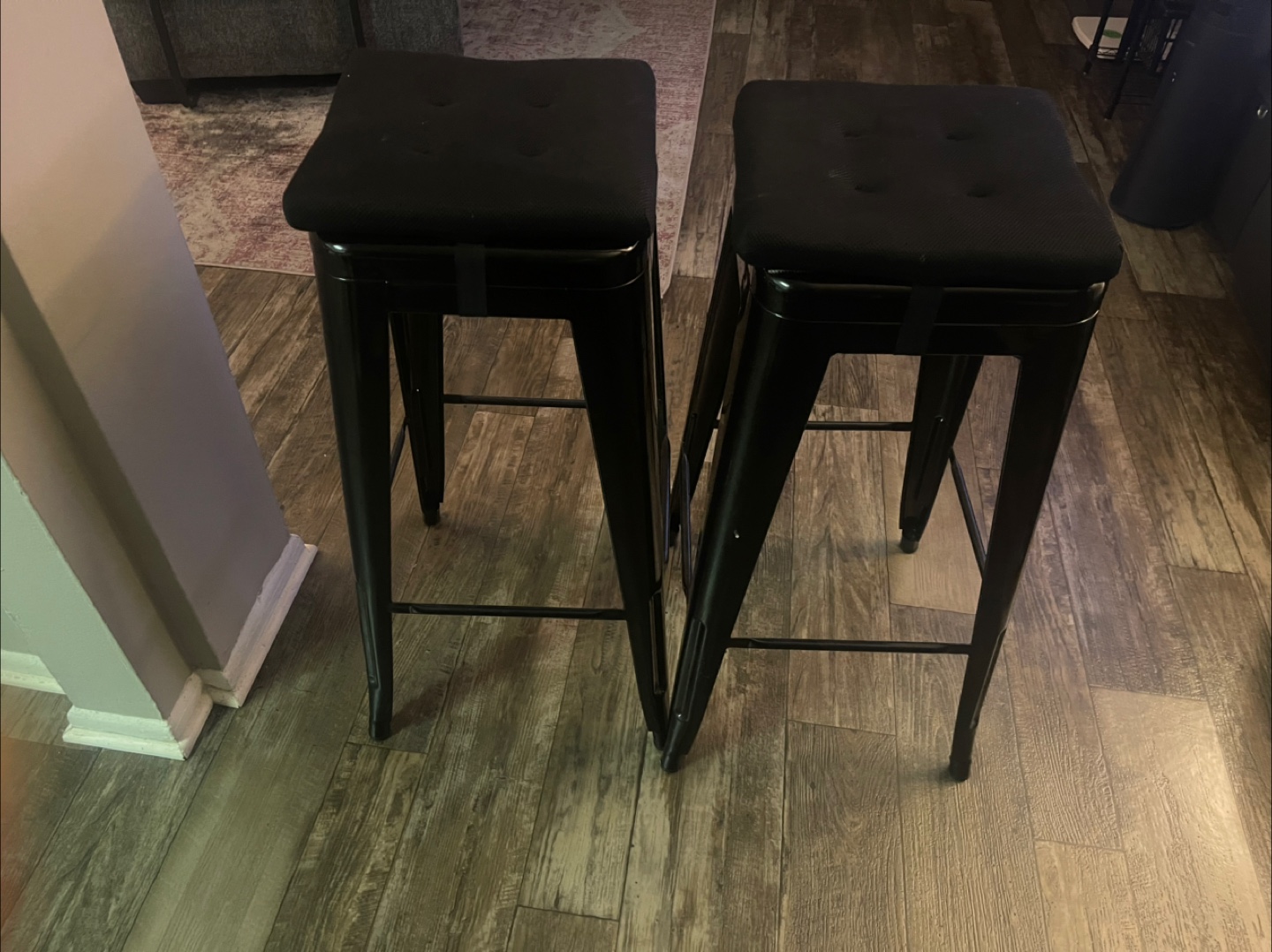 Set of 2 Black Metal Bar Stools - photo 2