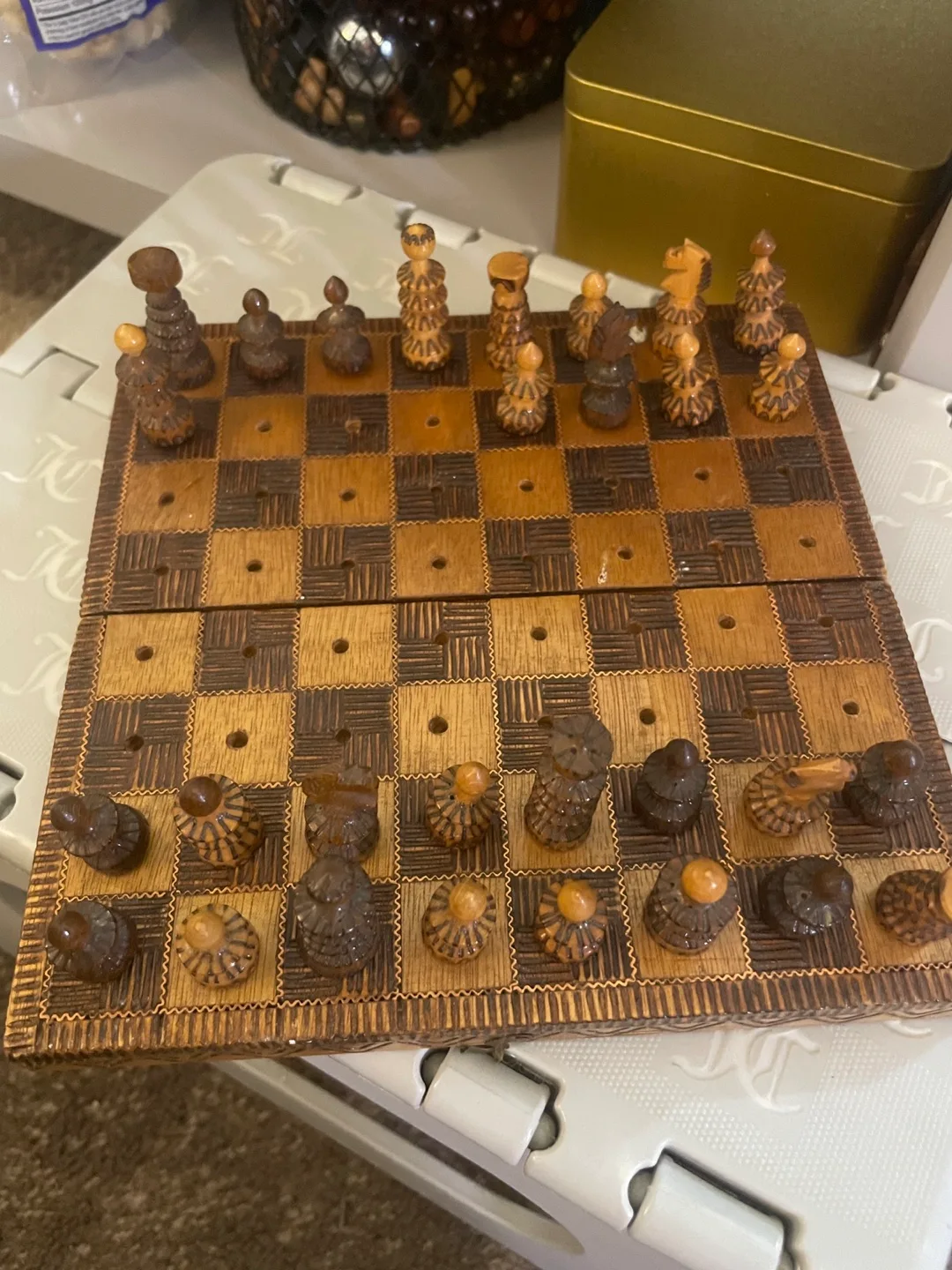 Vintage Wooden Travel Chess Set thumbnail
