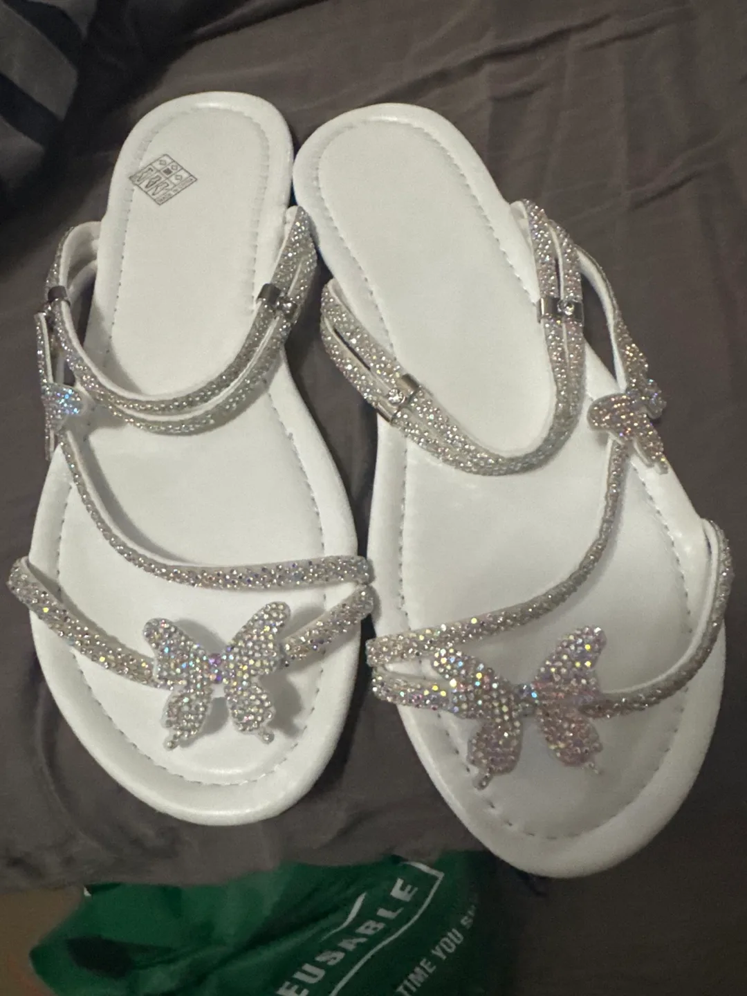 White Rhinestone Butterfly Sandals thumbnail