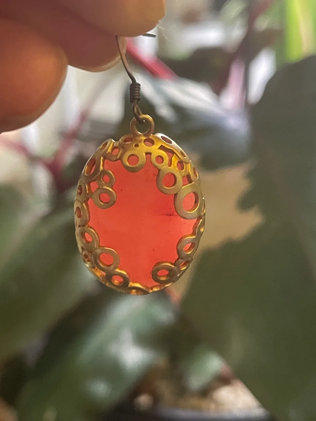 Gold Tone & Pink Stone Earrings thumbnail