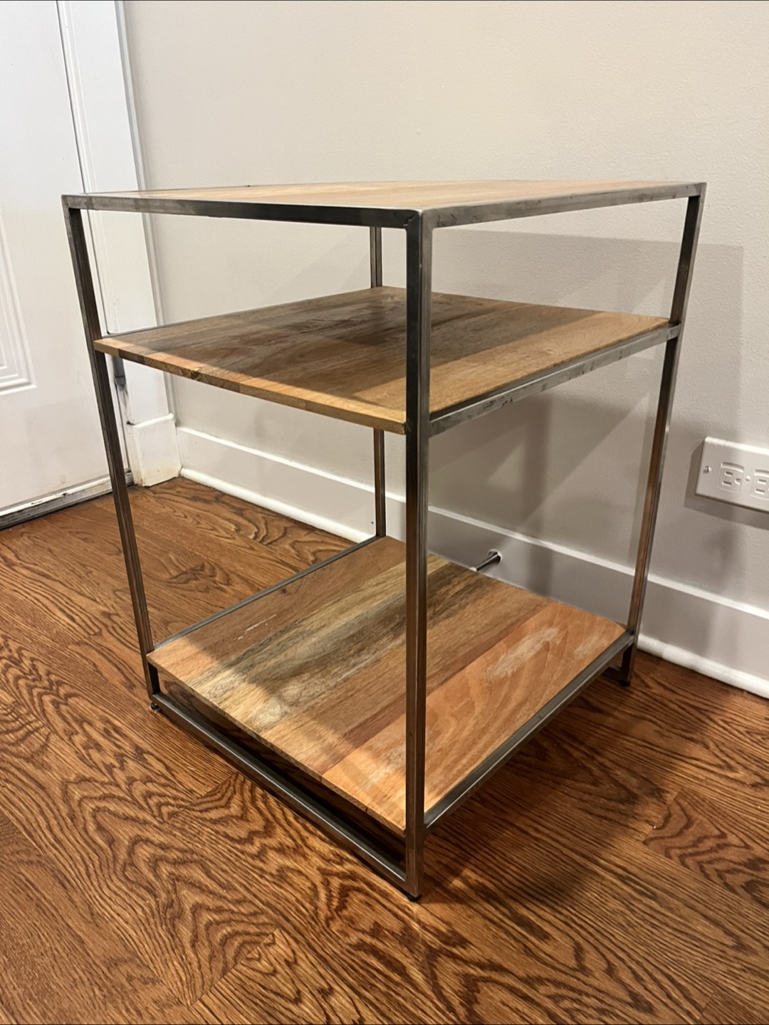 Crate and Barrel Wood and Metal Side Table - photo 2