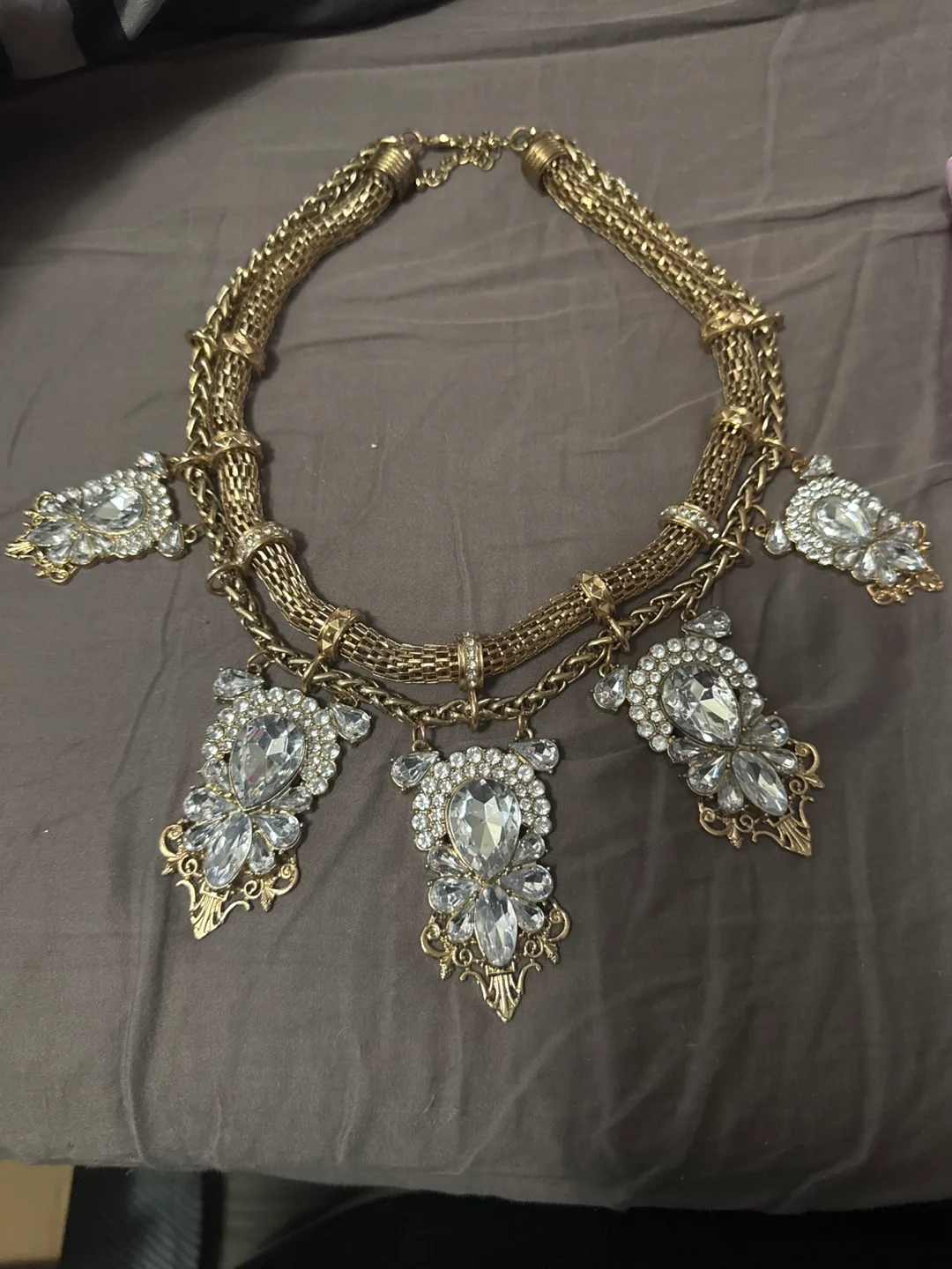 Gold Tone Statement Necklace thumbnail