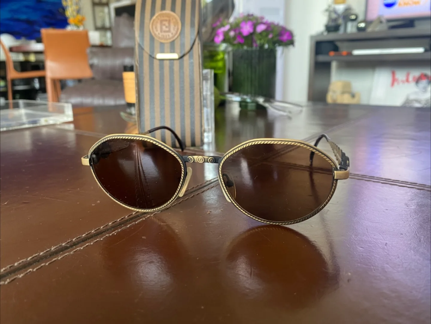 ***HOT item***  FENDI  Antique Bronze Zodiac Sunglasses - VTG thumbnail