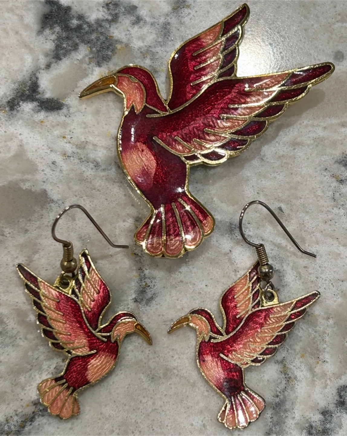 Hummingbird Brooch and Earrings Set thumbnail