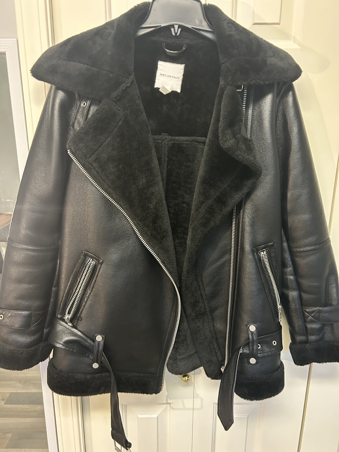 Avec Les Filles Oversized Faux Shearling Biker Jacket - photo 3