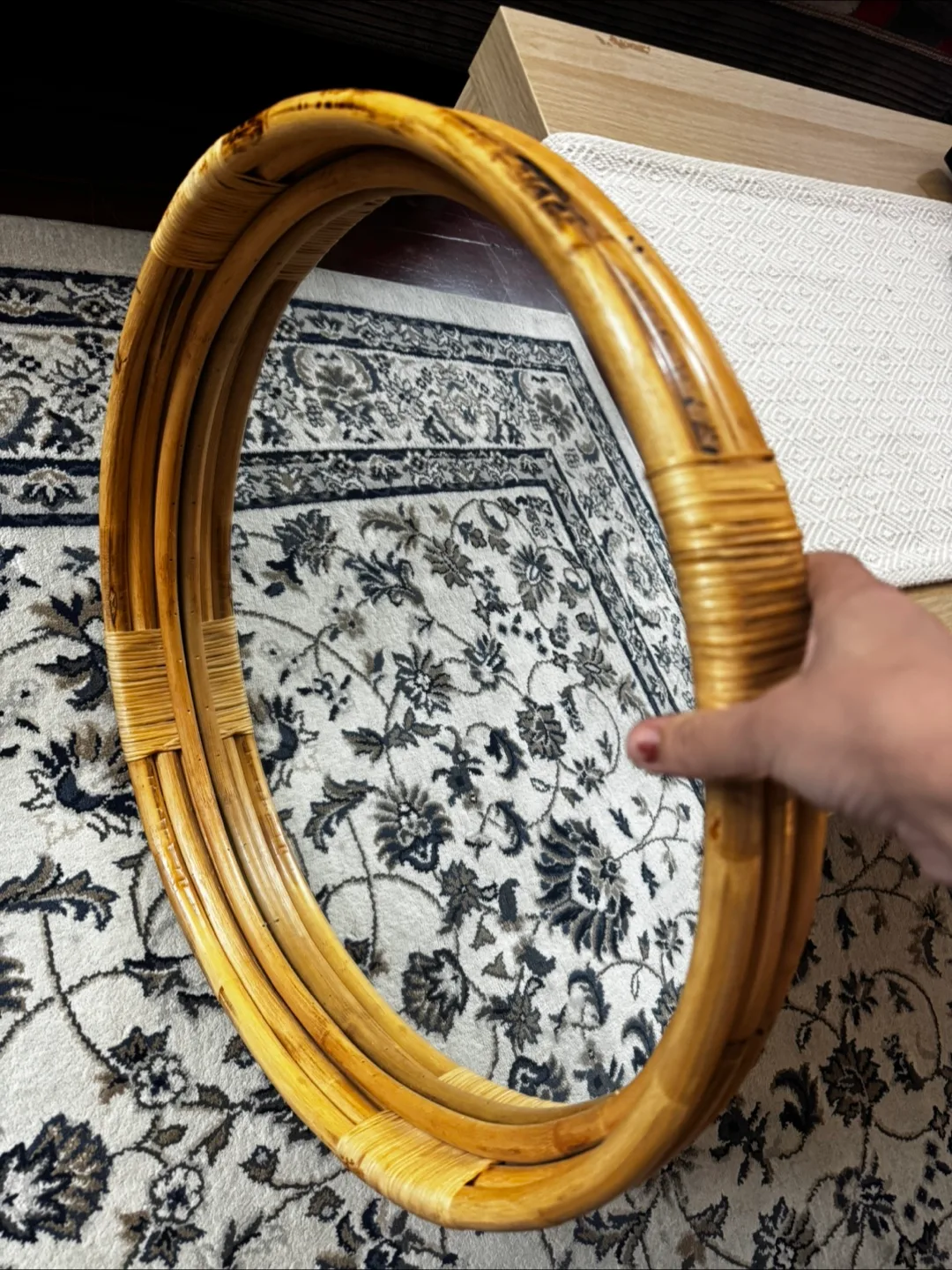 Rattan Framed Circular Mirror thumbnail