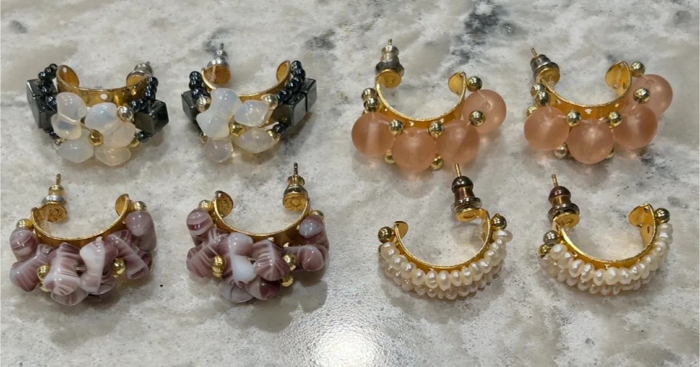 Beautiful Beaded Curved Stud Earrings ($10 each) thumbnail