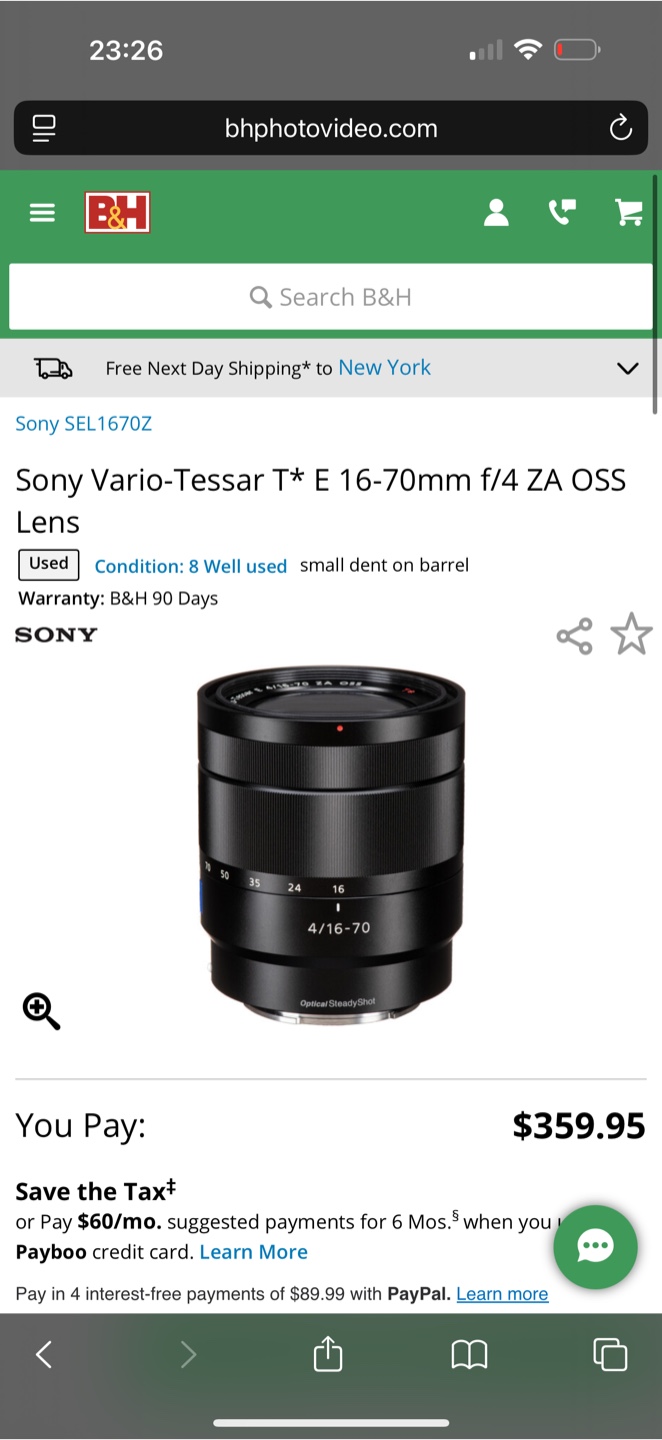 Sony Vario-Tessar T* E 16-70mm f/4 ZA OSS Lens