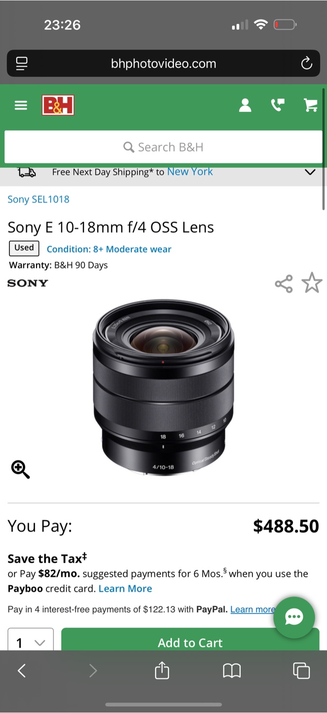 Sony E 10-18mm f/4 OSS Lens