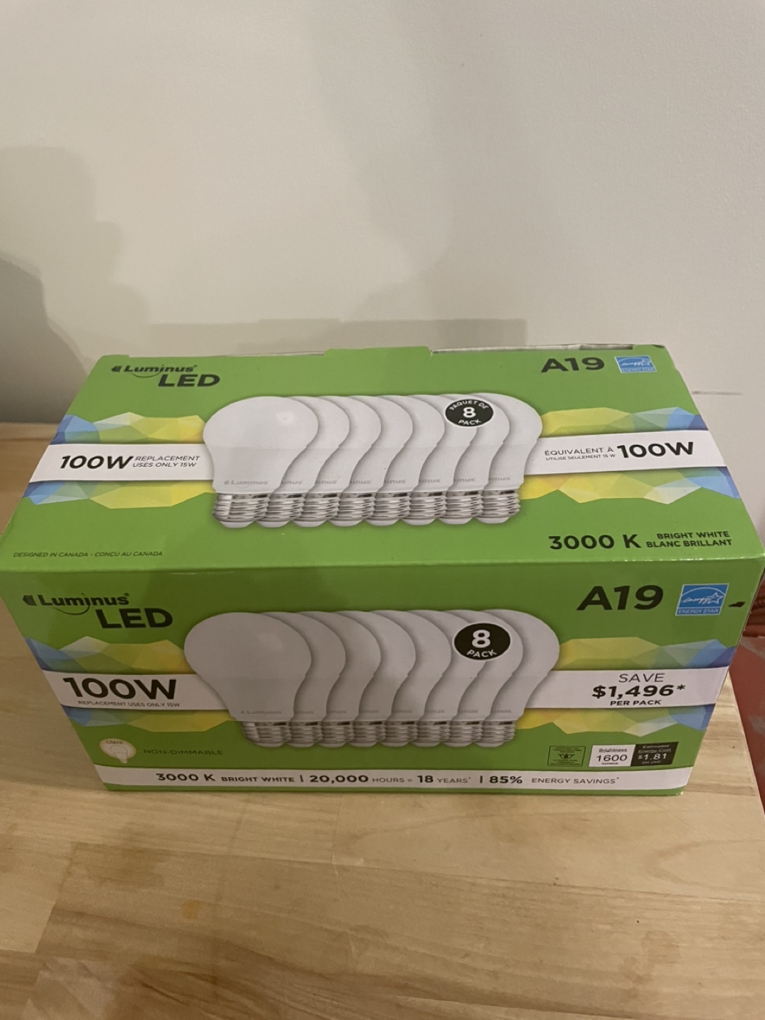 Luminus LED A19 100W 8-Pack - Bright White