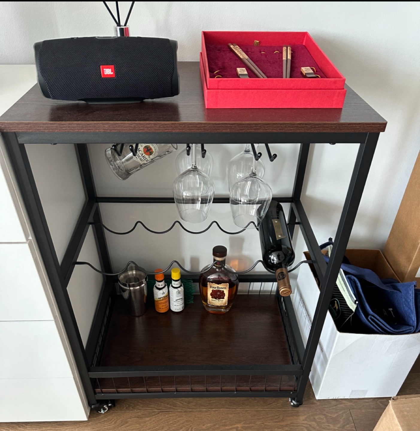 Industrial Bar Cart (wood & metal)